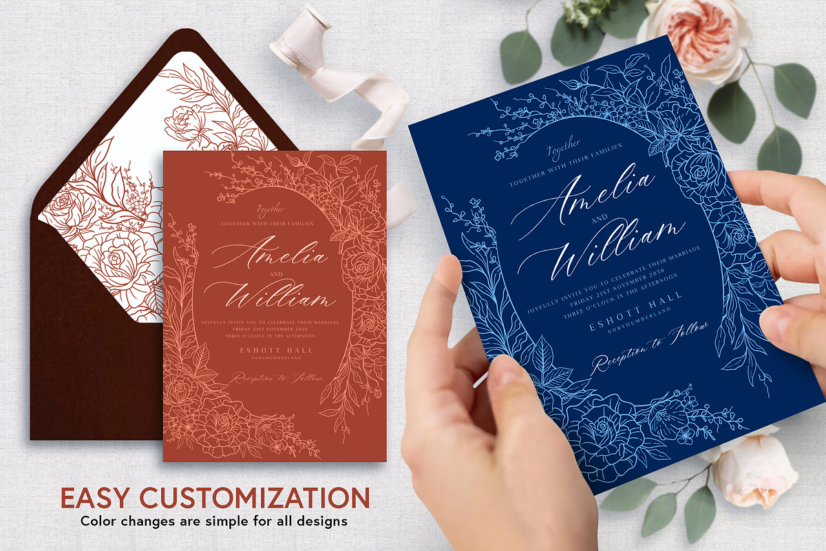 Rose Wedding Invitation Sets, a Print Template by Shwet Art (Photo 5 of 7)