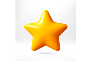 Yellow 3d cartoon star icon design, an Illustration by Abscent