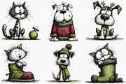 Christmas Dog & Cat Clipart, an Illustration by Canvas Craft (Thumbnail 4 of 7)