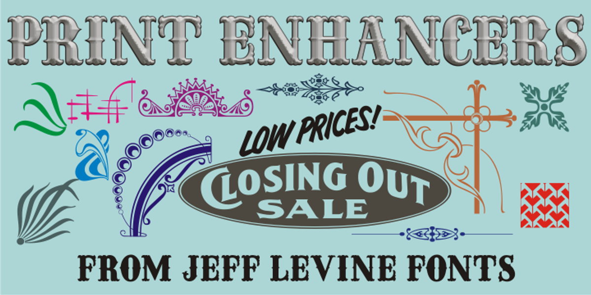 Print Enhancers JNL, a Symbol Font by Jeff Levine Fonts