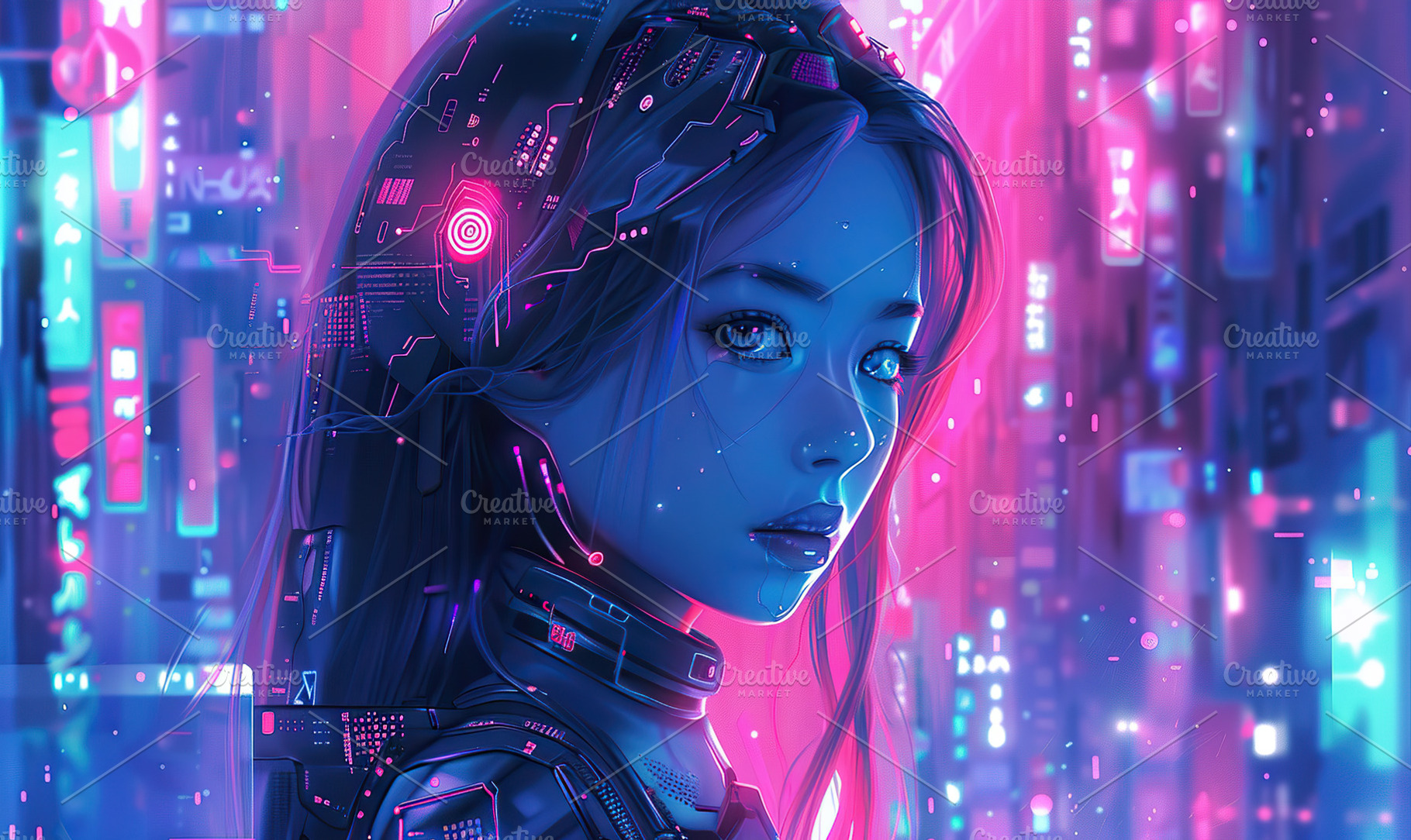 Digital art of a girl with cyberneti, a Photo by LOGOCREATIVE