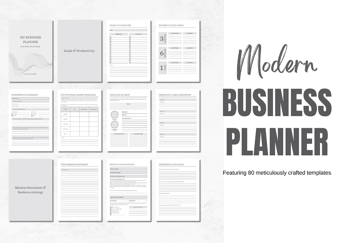 PLR Printable Business Planner Canva, a Stationery Template by Modernastic - Canva
