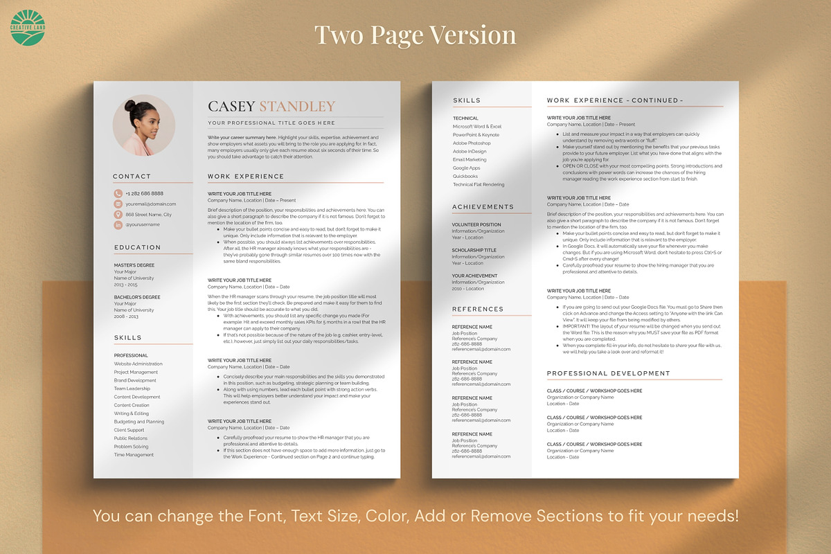 Resume/CV - The Standley, a Resume Template by CreativeLandStudio (Photo 3 of 10)