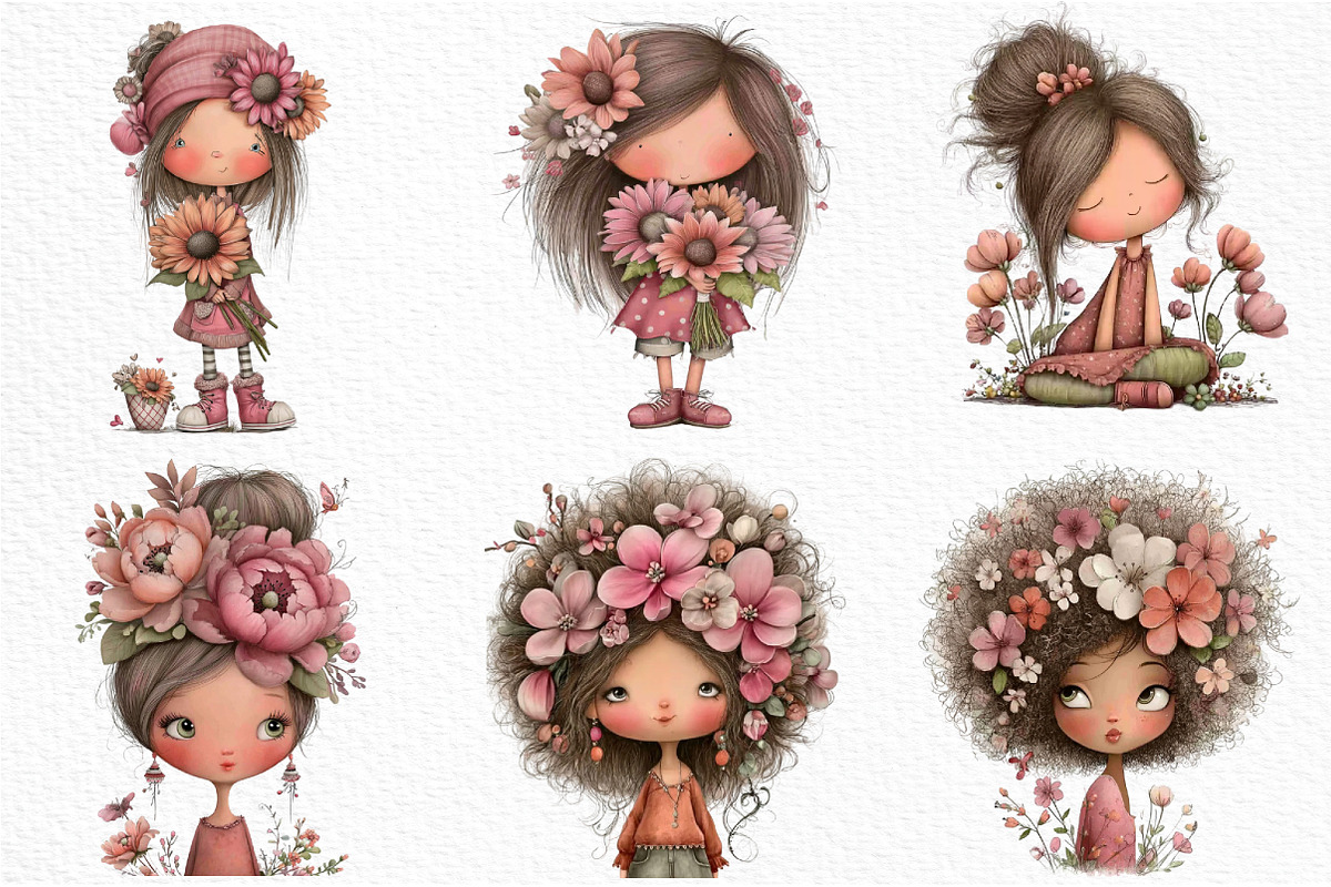 Flowers and Girls Clipart, an Illustration by Craft Nest (Photo 5 of 6)