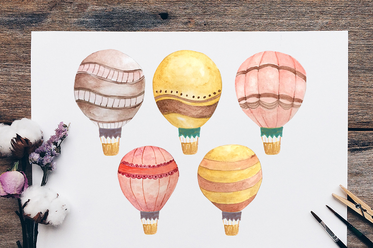 Hot Air Balloon Wall Art Bundle, an Illustration by artemyst (Photo 2 of 6)