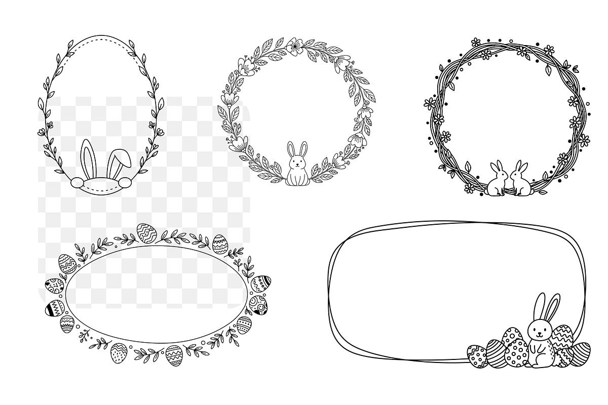 Easter Floral Line Art Frame SVG Set, a Decorative Illustration by Unique Design Team (Photo 3 of 3)