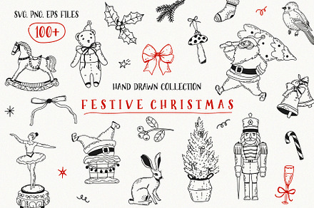 CHRISTMAS - hand drawn line art set