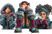 Cosy Winter girl Clipart Bundle, an Illustration by Craft Nest (Thumbnail 9 of 10)