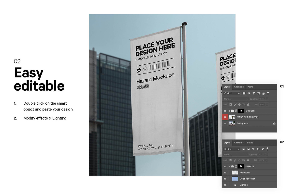 Double Banner Flag Mockup, an Advertising Mockup by HAZARD MOCKUPS (Photo 4 of 9)