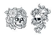 Horror vintage skull tattoo art set, a Decorative Illustration by Good Studio (Thumbnail 11 of 16)
