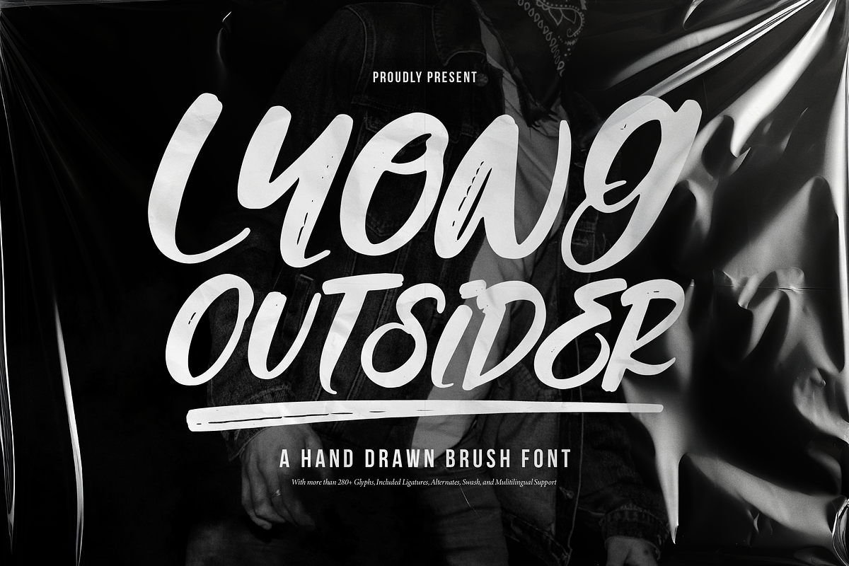 Lyong Outsider | Hand Drawn Brush, a Handwritten Font by Denustudios (Photo 1 of 13)