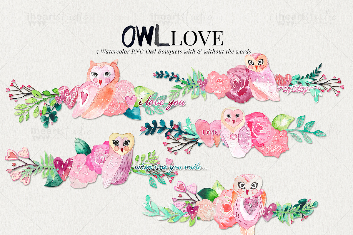 OWL Love Watercolors, an Illustration by iHeartStudio (Photo 2 of 4)