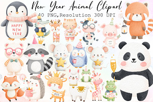 New Year Animal Clipart, an Illustration by Sublimation Artist
