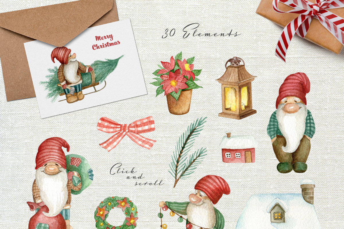 Watercolor gnomes. Big bundle, an Illustration by JuliaBadeeva (Photo 10 of 27)
