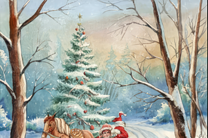 Watercolor Christmas Sleigh Ride