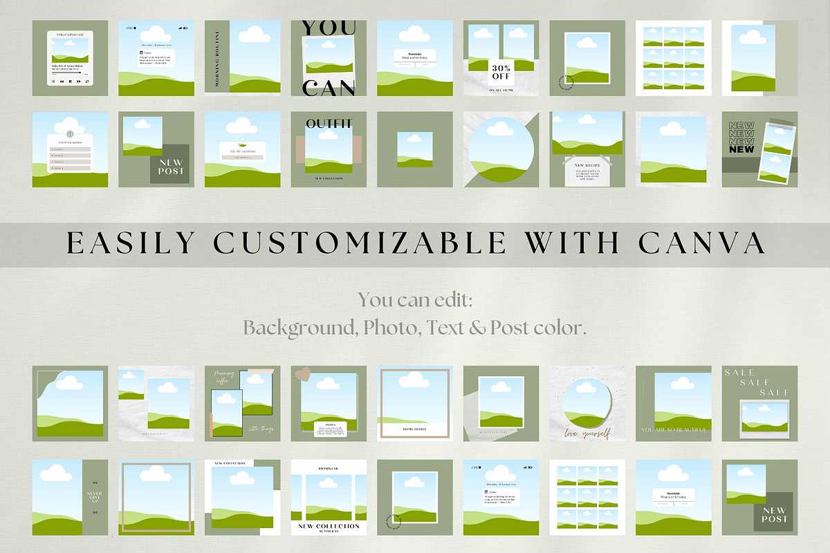 Green Instagram Post Templates Canva, a Social Media Template by Boltik Studio (Photo 6 of 11)