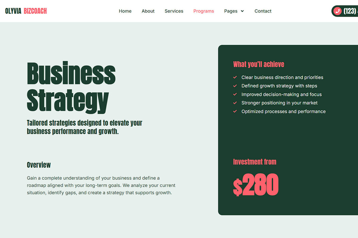 Business Coach Elementor Olyvia, a WordPress Template by OKThemes Studio (Photo 19 of 26)