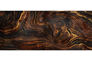 Dark wood grain texture with gold, an Abstract Photo by piter.goskov