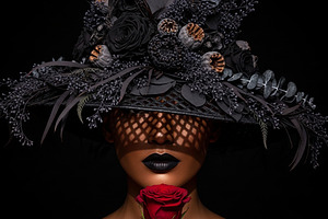 Dark Gothic Floral Hat Portrait, a Person Photo by thepslr