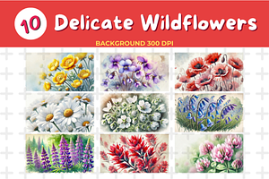Watercolor Delicate Wildflowers Back