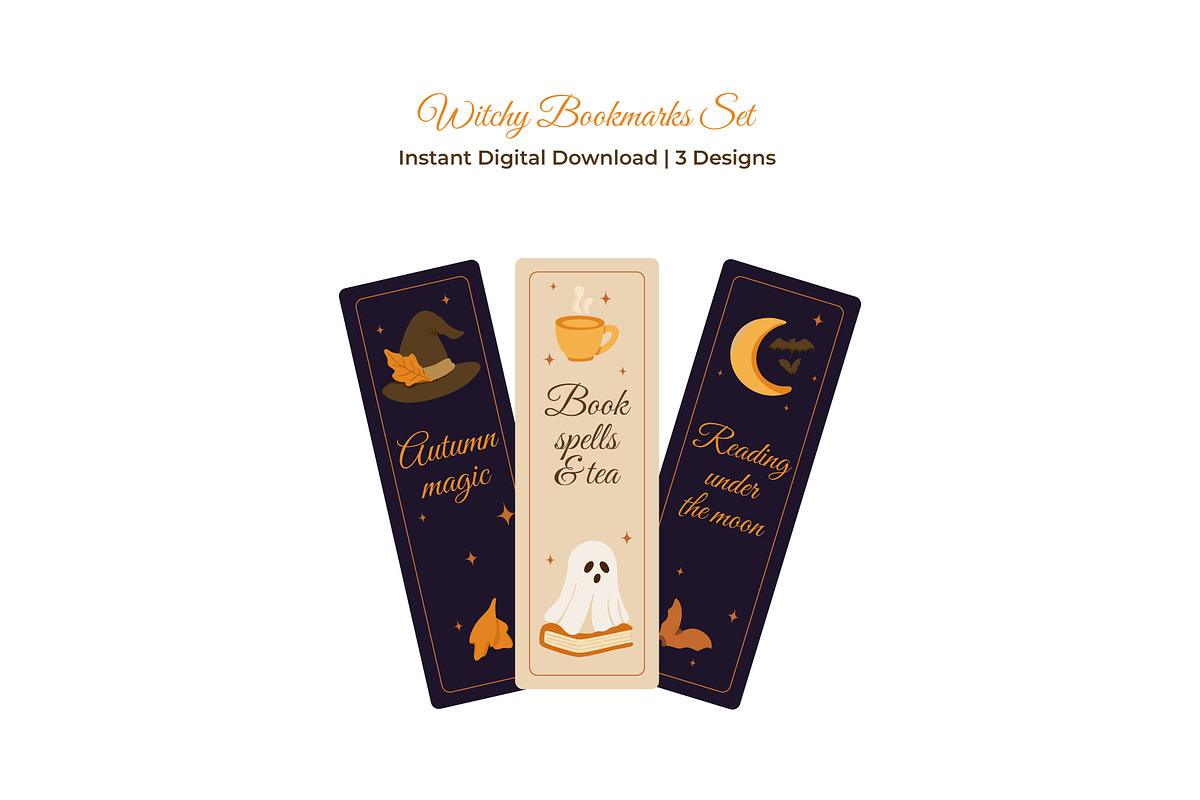 Witchy Bookmarks Set: Cozy Autumn Ma, a Seasonal Illustration by uStickery (Photo 3 of 3)