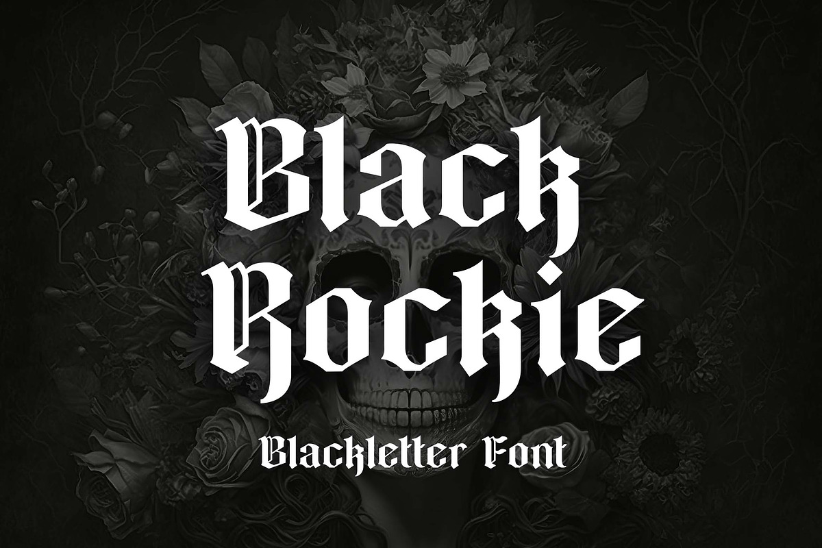 Black Rockie Blackletter Font, a Blackletter Font by UICreative (Photo 1 of 13)