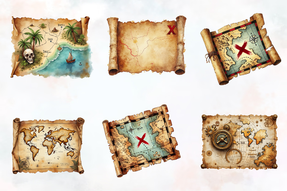 Old Maps Designs Clipart, an Illustration by RobertsArt (Photo 4 of 4)