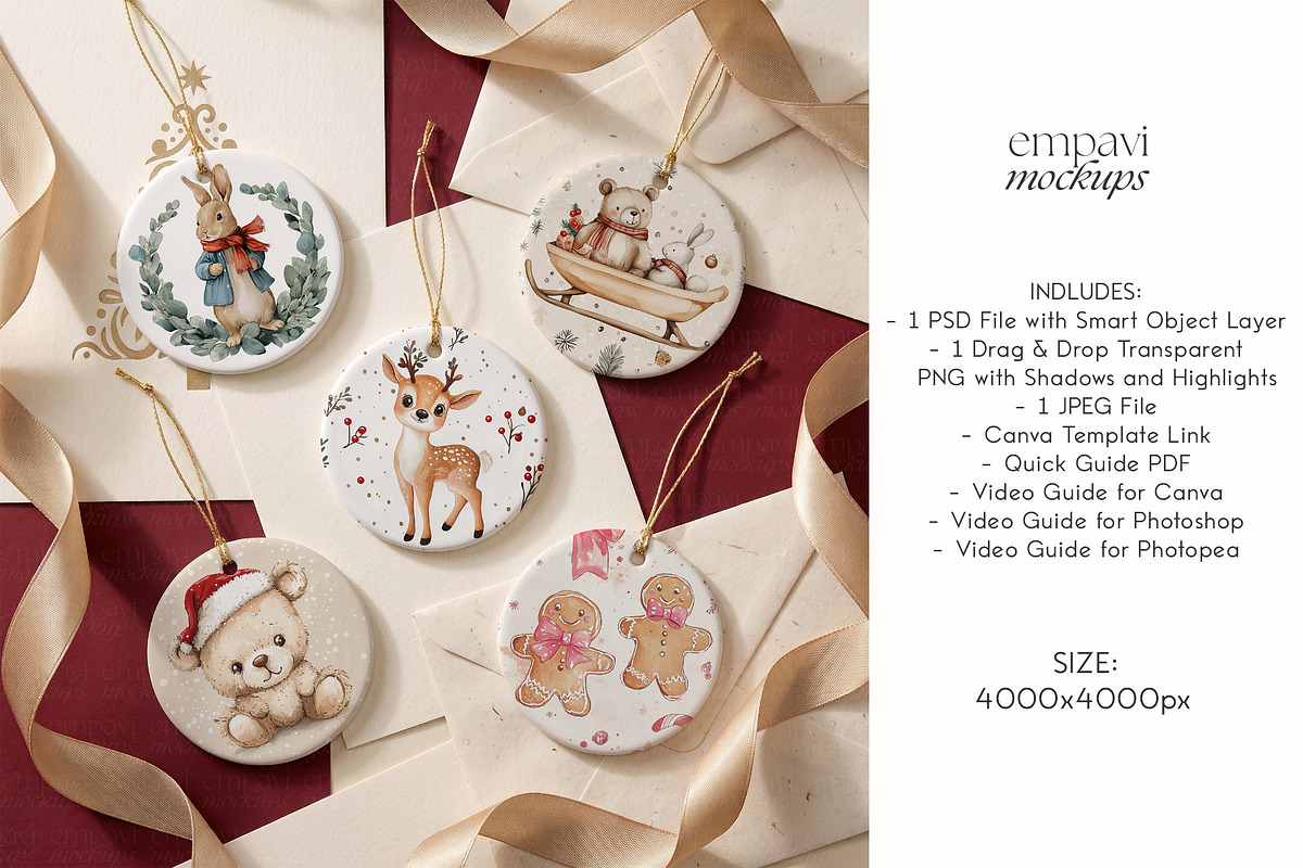 Ornament Mockup Set of 5, a Household Mockup by EmpaviMockups (Photo 4 of 5)