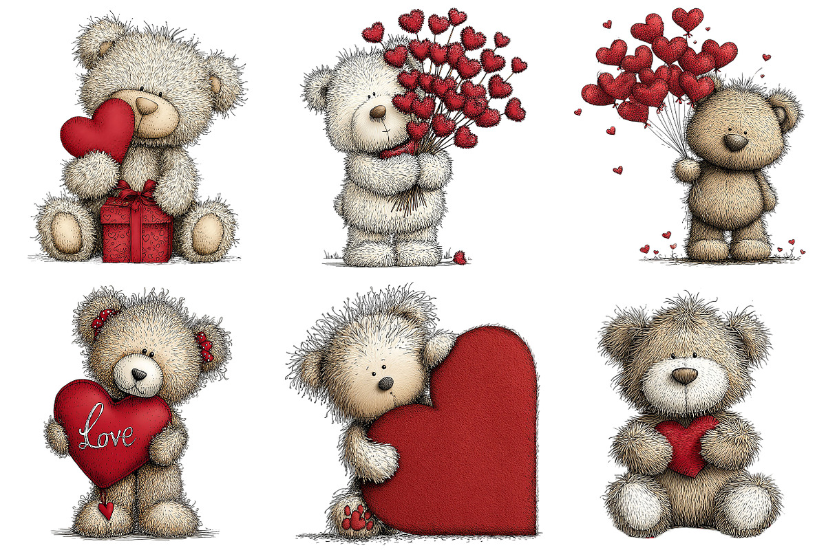 Valentine’s Day Teddy Clipart, an Illustration by Craft Nest (Photo 3 of 11)