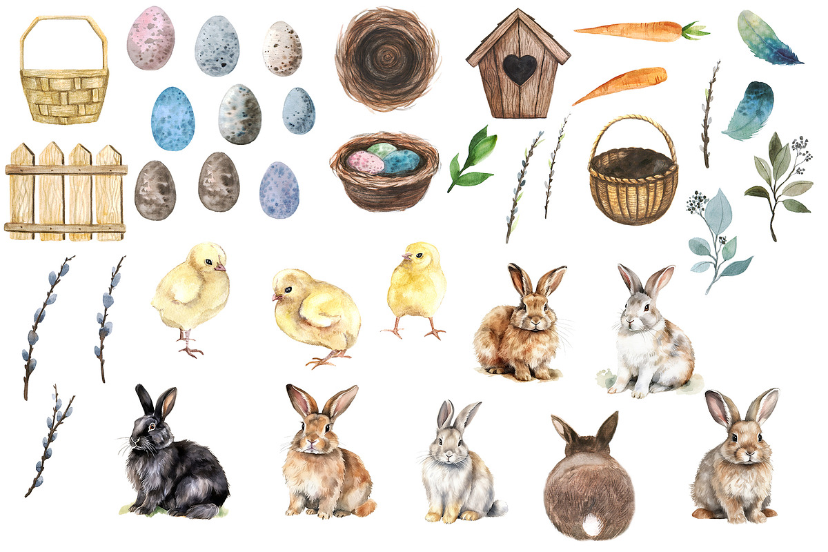 Watercolor Clipart, Easter Clipart, an Animal Illustration by KomtsyanTatyanaArt (Photo 3 of 6)