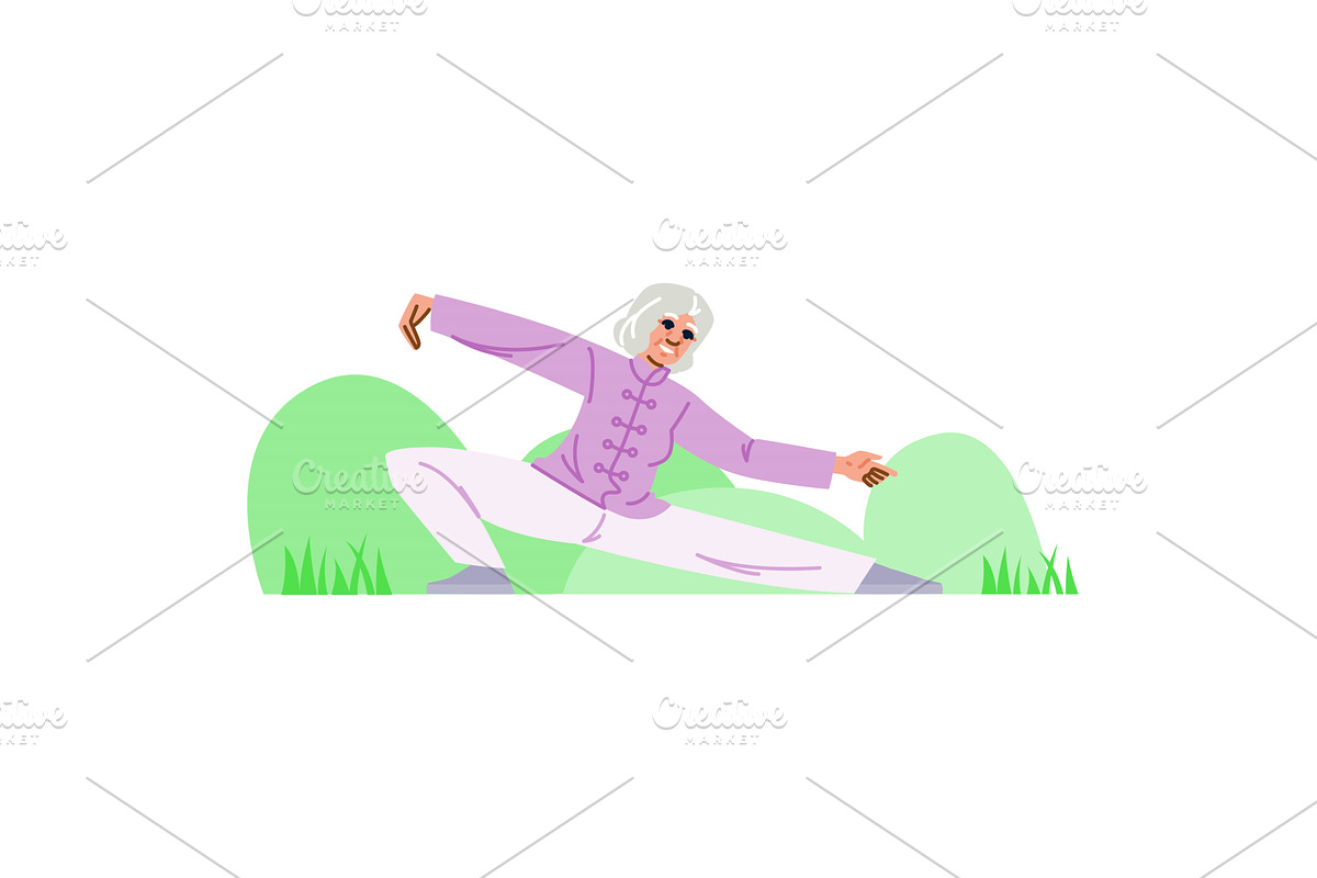 Senior woman practicing tai chi, an Illustration by pikepicture
