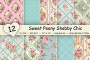 Sweet Peony Shabby Chic Pattern, a Pattern Graphic by FloridPrintables (Thumbnail 1 of 9)