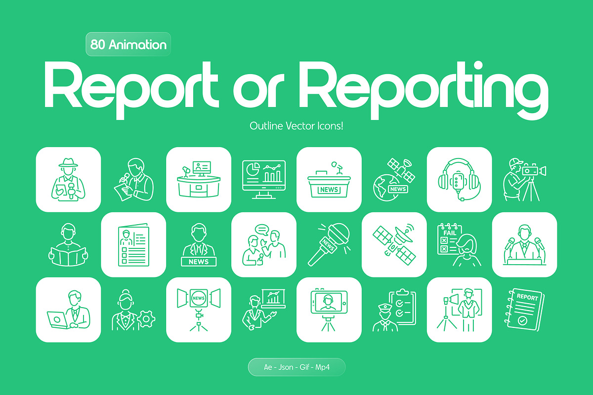 Animated Online Reporting Icon Set, an Outline Icon by Prosymbols (Photo 1 of 5)