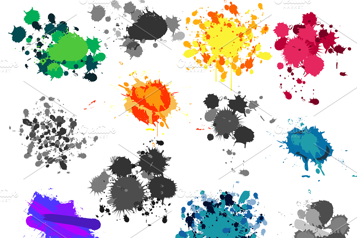 Paint Splatters Vectors and Clipart, an Illustration by PinkPueblo