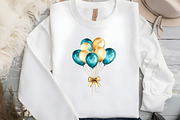 Teal and Gold Balloons Clipart, an Illustration by DreamCafeArt (Thumbnail 5 of 9)