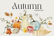 Autumn Fall Watercolor Set, an Illustration by NassyArt (Thumbnail 1 of 11)