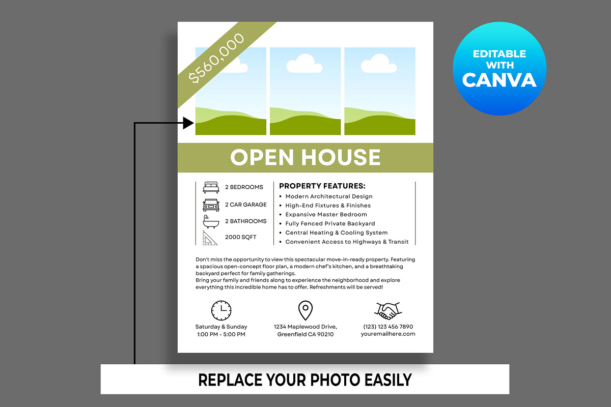 Open House Flyer Canva Template, a Flyer Template by M9 Design (Photo 2 of 5)