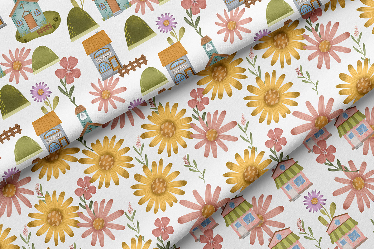 Cozy houses clipart and pattern set, an Object Illustration by Yelloo Fish (Photo 10 of 12)