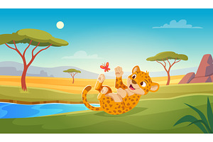 Leopard. Jungle background, an Animal Illustration by Onyx