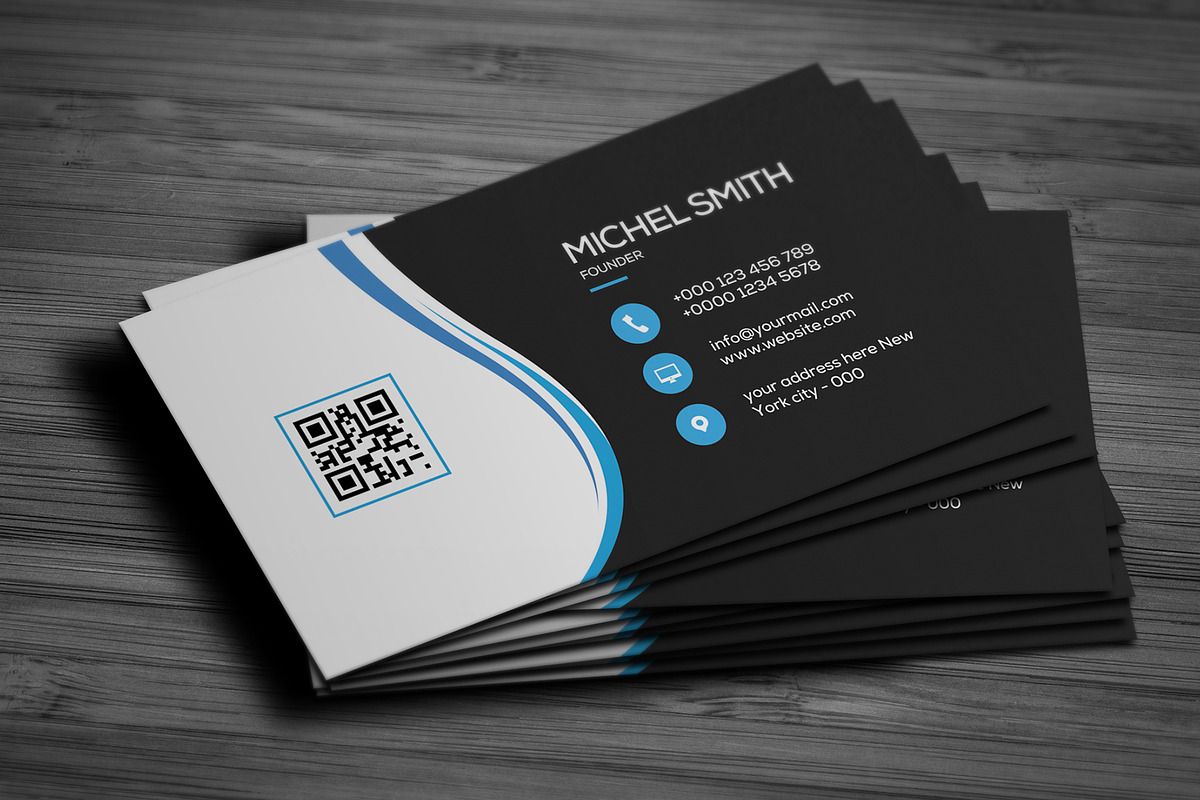 Blue Wavy Business Card, a Business Card Template by Saman Osama (Photo 1 of 3)