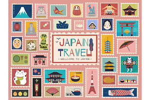 Japan Travel Concept Stamp