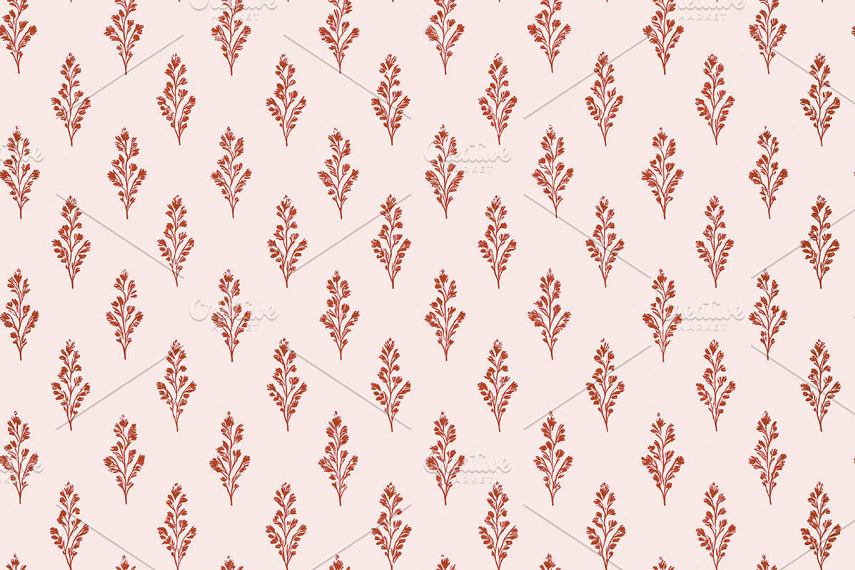 Hand drawing botanical flower branch seamless pattern with terra, a Pattern Graphic by Studio ANNA
