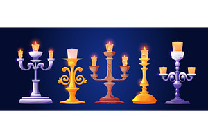 Cartoon vintage candlestick set, an Object Illustration by art PVP - market