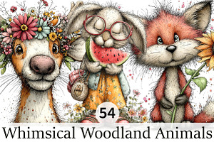 Whimsical Summer Woodland Animal Cli, an Illustration by DreamPrint404