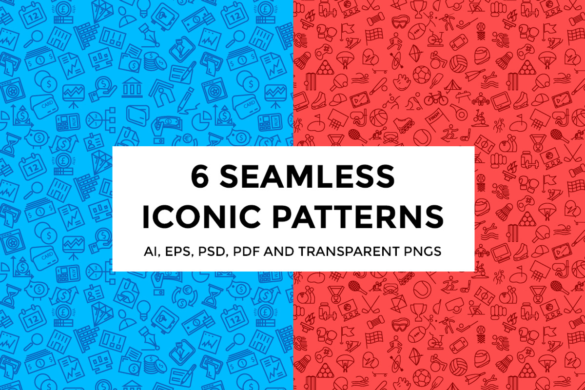 6 Seamless Iconic Patterns