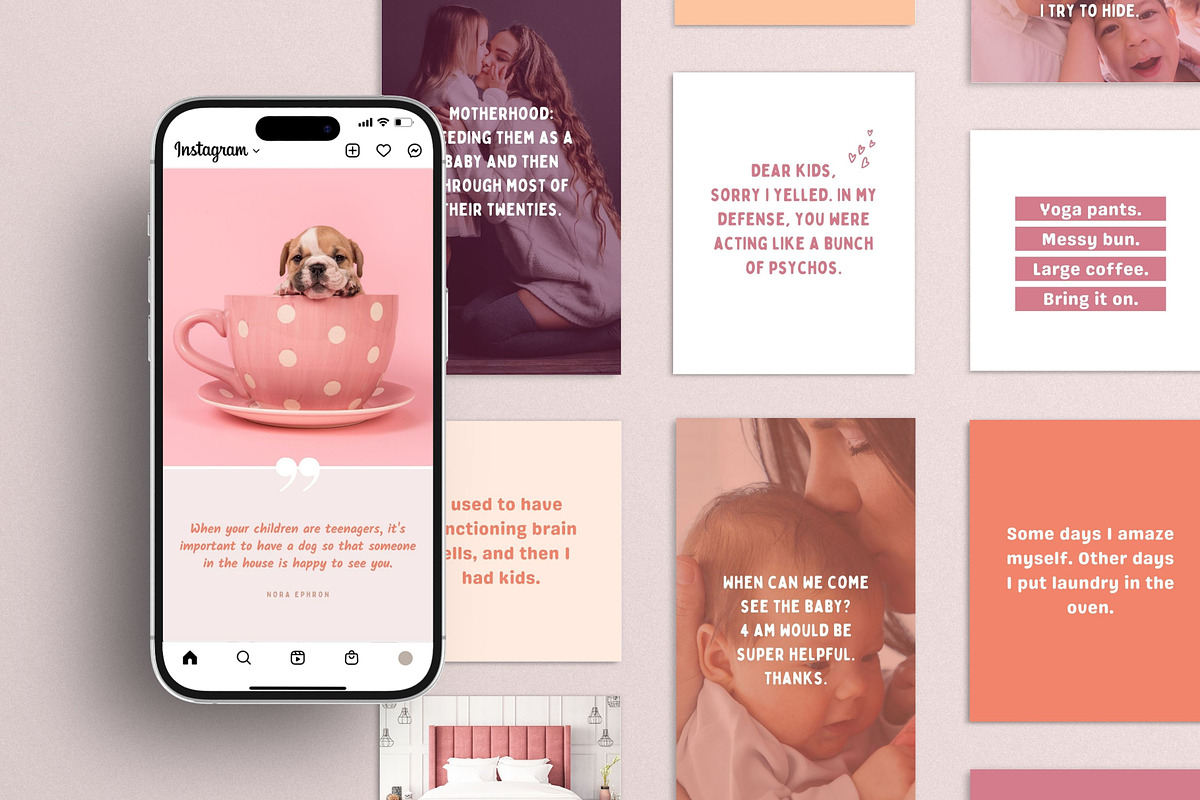 Mom Life Quote Templates Canva, a Social Media Template by DeeBeeDesign (Photo 1 of 9)