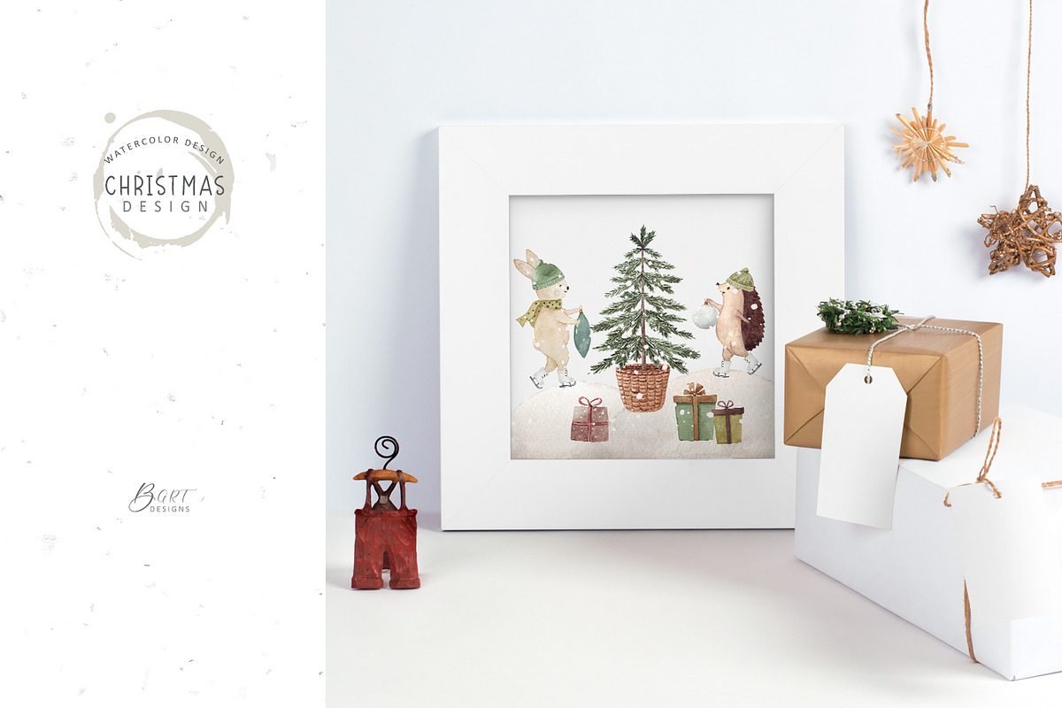 Christmas fairy forest watercolor, an Animal Illustration by BrushArtDesigns (Photo 11 of 11)