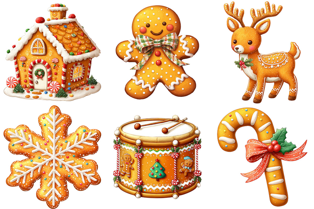 Christmas Gingerbread Clipart, an Illustration by Craft Nest (Photo 7 of 10)