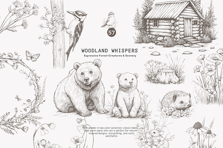 woodland clipart forest animals set, a Decorative Illustration by Patishop Art