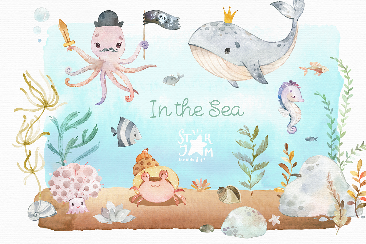 In The Sea. Watercolor Collection, an Animal Illustration by StarJam (Photo 4 of 5)